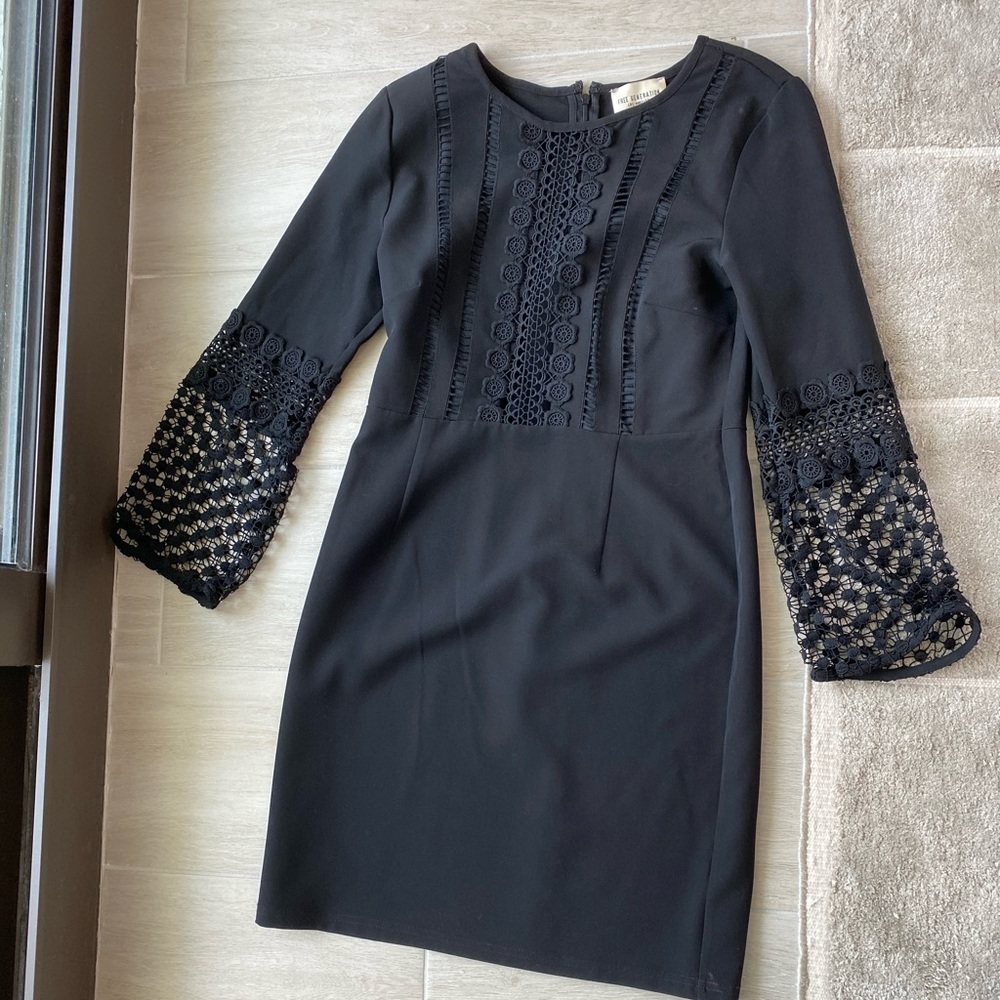 Long sleeve black lace dress